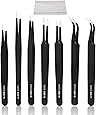 7pcs ESD Electronics Tweezers, Anti-Static ESD Tweezers Set Kit for Electronics, Sodlering，Jewelry, Craft, Laboratory Work etc (7PCS, Version)