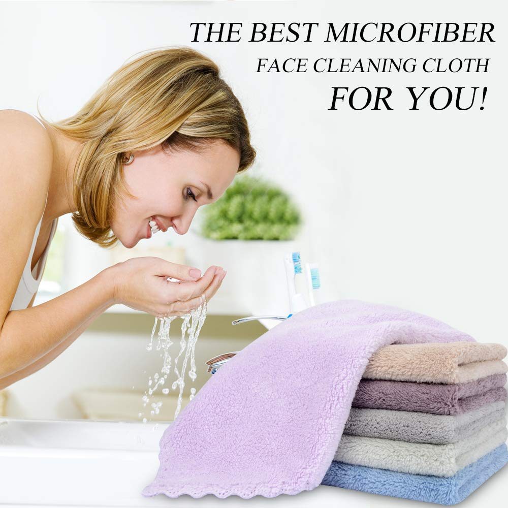SUNLAND Microfiber Face Cloth Makeup Remover Cloth Reusable Facial Cleansing Towel Ultra Soft Face Washcloth 11inchx 11inch 6 Pack: Beauty