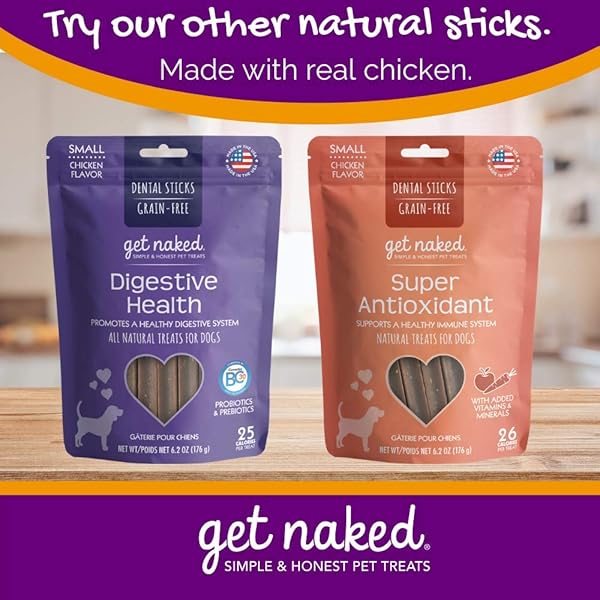 GET NAKED GRAIN FREE 1 POUCH 6.2 OZ JOINT HEALTH DENTAL CHEW STICKS, SMALL