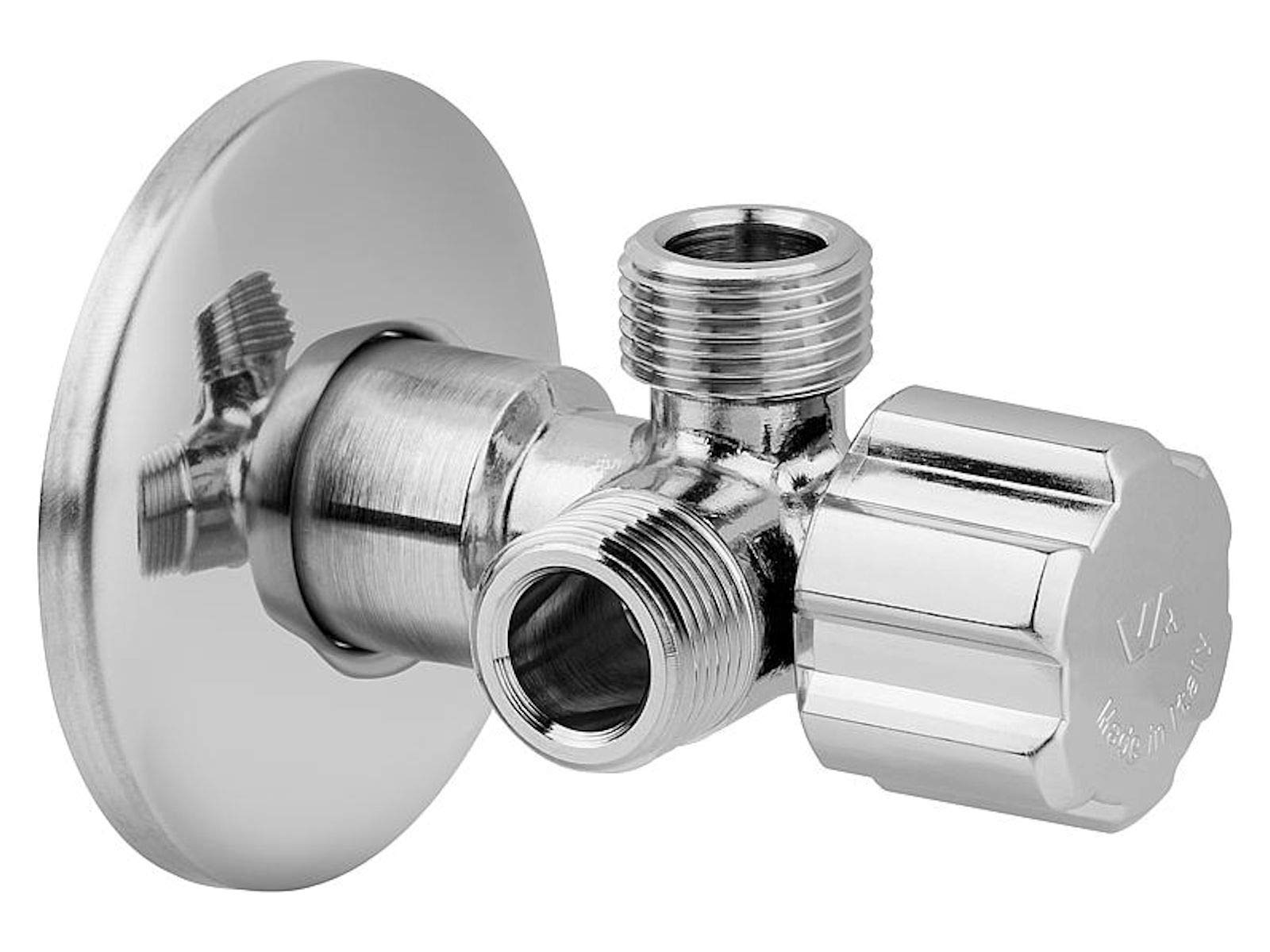 Binoa Albertoni Double Angled Valve DN 1/2 with Two 3/8" AG Outlets, Chrome-Plated Brass, Multi Port Control Valve