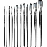 Transon Artist Paint Brush Set of 12 for Watercolor Acrylic Gouache Oil and Tempera Painting