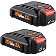 2Pack 20V 3.5Ah Replacement Battery for Worx 20 V Lithium Ion Battery WA3525 WA3578 WA3575 WA3520 WA3525 WG151 WG155s WG251s WG255 WG540s WG545s WG890 WG891 Worx 20 Volt Cordless Power Tools Batteries