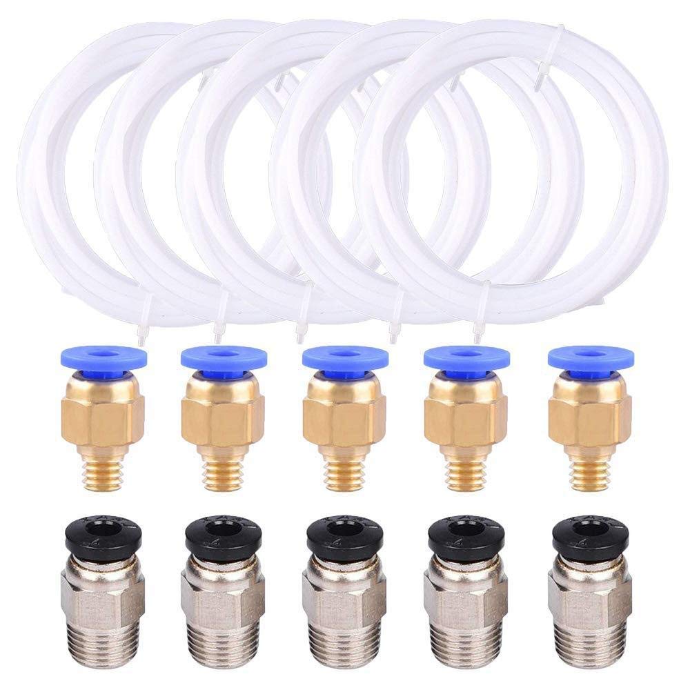DollaTek 1Meters Blue PTFE Tube + 3 PC4-M6 Pneumatic Connector + 3 PC4-M10 Connectors for 3D Printer 1.75mm Filament