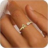 Fezodo Gold Initial Rings for Women Girls, 14K Gold Plated Adjustable Initial Rings Teen Girl Gifts Trendy Stuff Letter Ring Birthday Gifts for Teenage Girls Non Tarnish