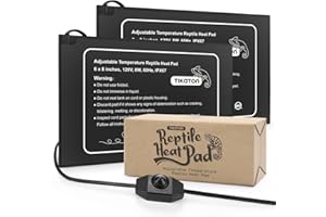 Tikaton Reptile Heat Pad - Adjustable Temperature Under Tank Heater for 10-20gal/30-40gal Tank, Terrarium Heat Mat for Turtle/Snake/Lizard/Frog/Spider/Plant Box (2 Pack-6" X 8")