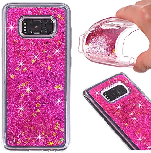 Galaxy S8 Case, AIKIN Galaxy S8 Glitter Case Luxury Fashion Bling Flowing Liquid Floating Sparkle Glitter Hard Quicksand Waterfall soft PC Cover Case for Samsung Galaxy S8 (Rose)