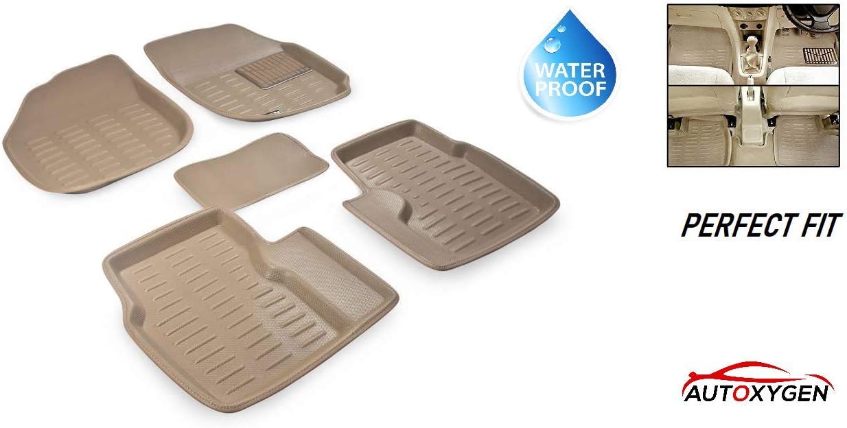 Autoxygen 3D/4D CAR Foot Mat (Beige) Floor Mat For Hyundai Creta