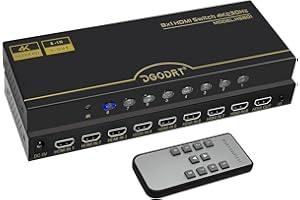 DGODRT 8×1 HDMI Switch 8 in 1 Out, 8 Port 4K HDMI Switcher Selector Box with IR Remote Control, Support 4K@30Hz Ultra HDR HDCP 3D 1080P for Xbox PS4 PC Laptop