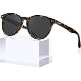 CARFIA Women&rsquo;s Sunglasses Polarized UV 400, Anti-Glare, Classic Round Frame | Handmade Italian Acetate, Lightweight, Comfortable, Fashion Round Design Fit Most Face, Ideal for Driving, Beach and Outdoor