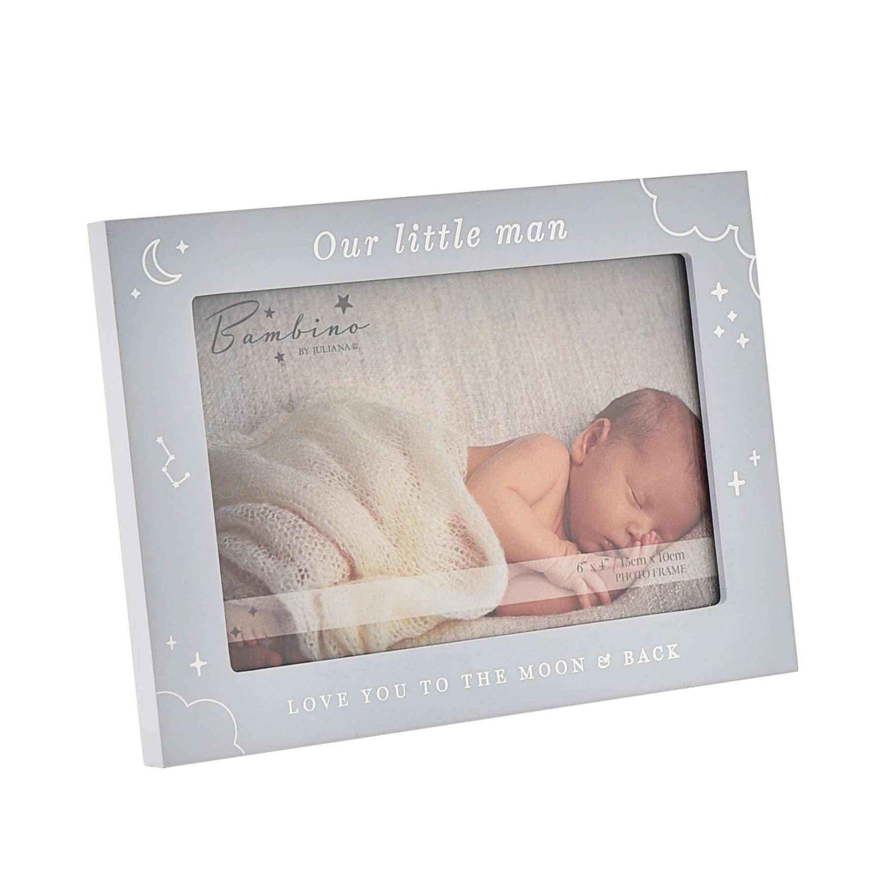 Baby 6" x 4" Photo Frame by Bambino Moon and Stars - Our Little Man/Blue