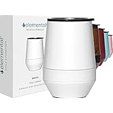 Elemental Recess Wine Tumbler - Triple Wall Insulated Stainless Steel Coffee Mug for Hot & Cold Drinks - Portable Cup with Shatterproof Sip Lid for Camping, Outdoor & Travel - 10oz - White