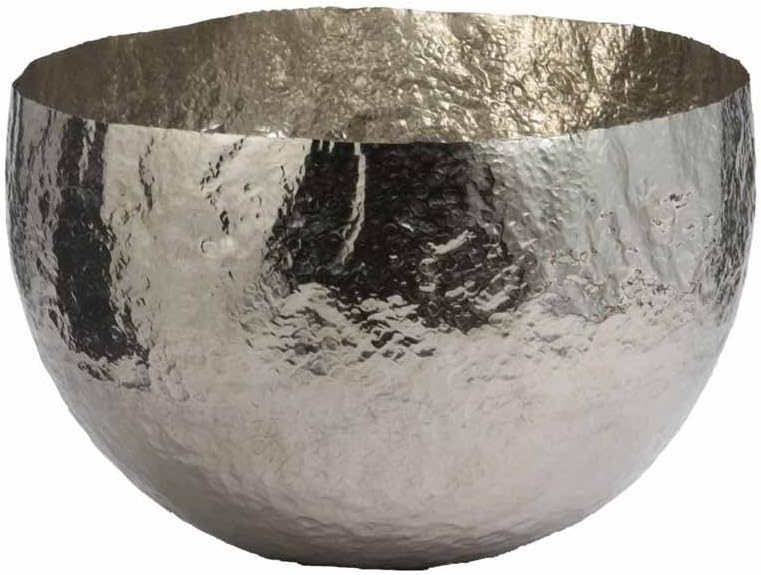 Gilded Barn Dimond Home Large Hammered Brass Bowl, Nickel