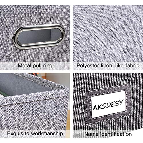File Organizer Box Set of 2 - Collapsible Linen Filing Boxes for Easy File Folder Storage- Handles and Removable Lid | Organize Your Documents and Hanging Files in Style