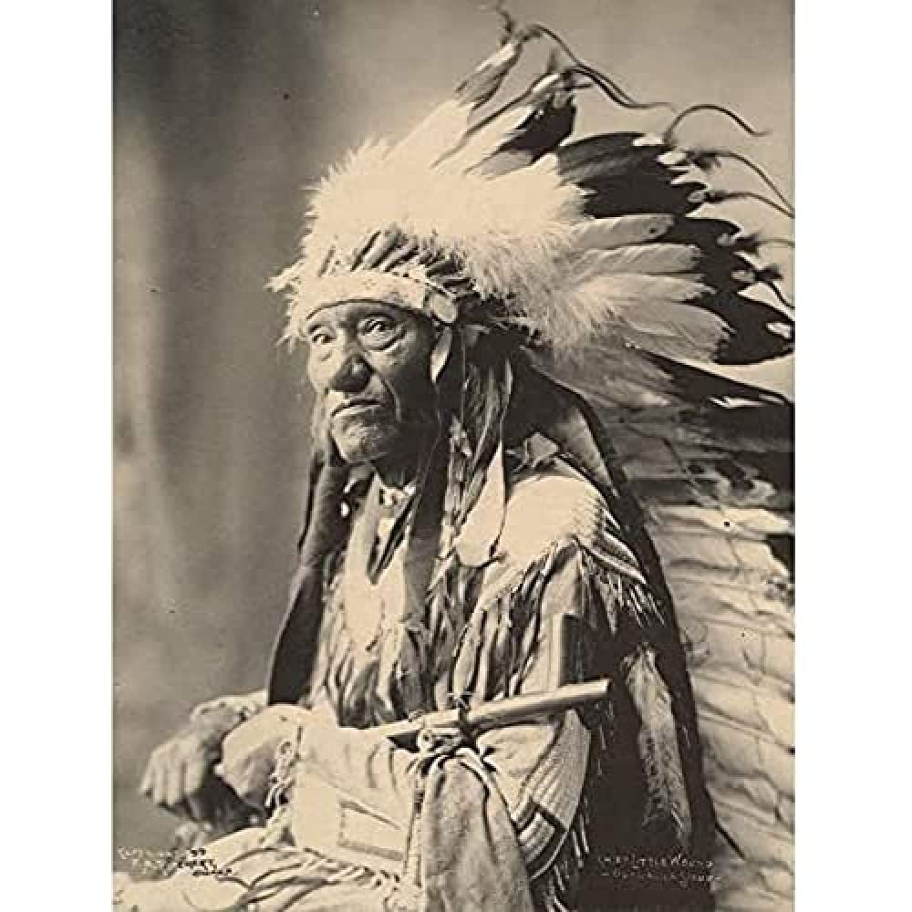 Rinehart Little Wound Native American Dakota Photo Art Print Canvas Premium Wall Decor Poster Mural