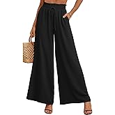 Heymoments Women's Wide Leg Lounge Pants Lightweight High Waisted Adjustable Tie Knot Loose Trousers with Pockets