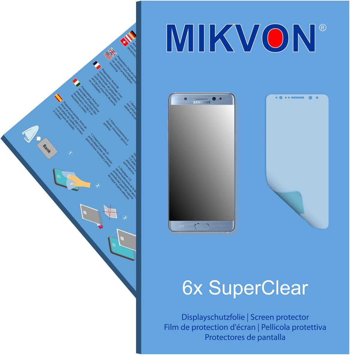 Mikvon 6x films screen protector SuperClear for Samsung Galaxy Note FE - transparent - Made in Germany (reduced foil)