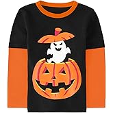 Shirts Boys Girls Halloween Raglan Long Sleeve Kids Pumpkin Skeleton Glow in The Dark Tops 4-11 Years