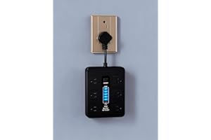 Surge Protected 12-in-1 Power Strip with USB Charging Ports for Home and Office, Compact Design