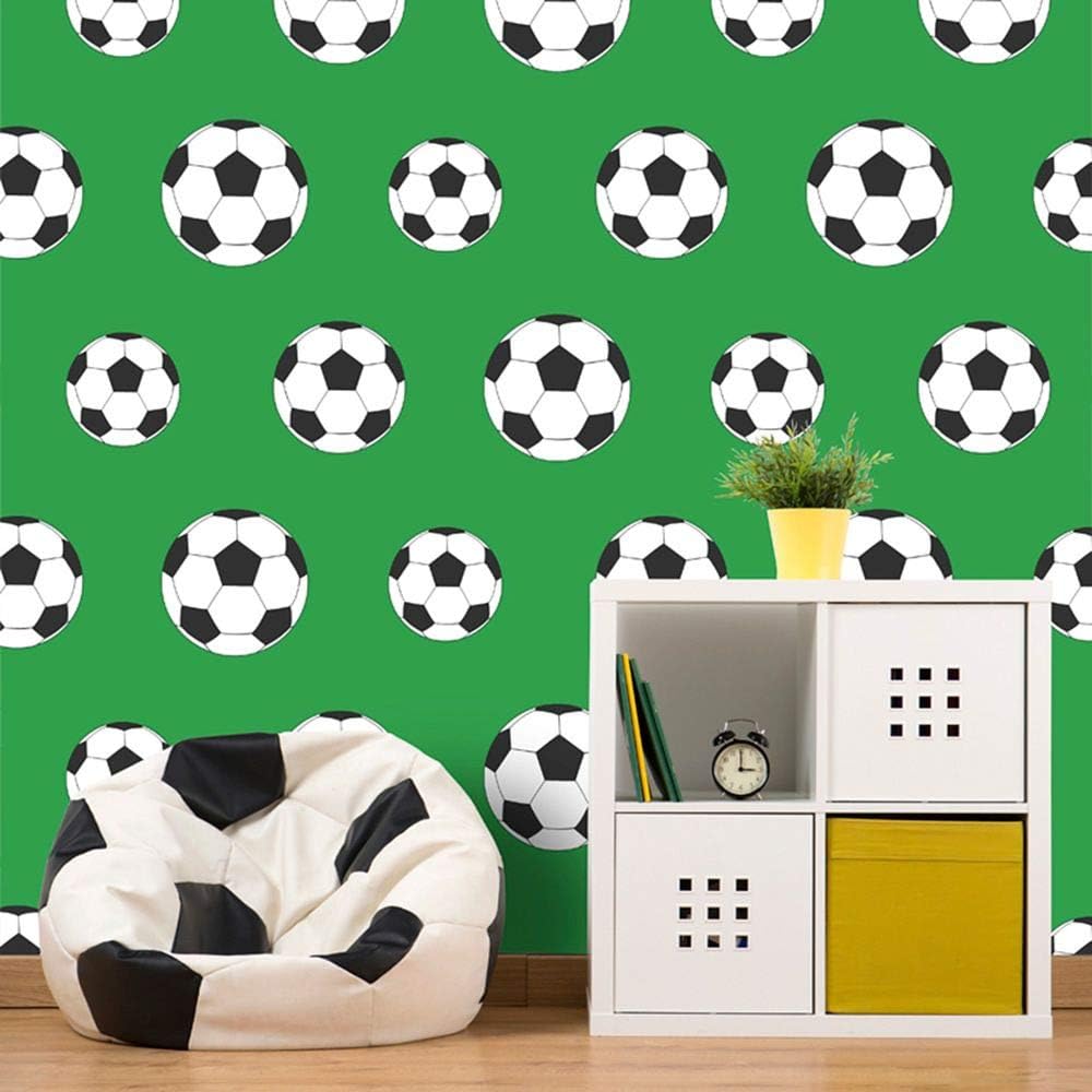 Football Wallpaper Soccer Sport Kids Bedroom Green White Black Goal Ball
