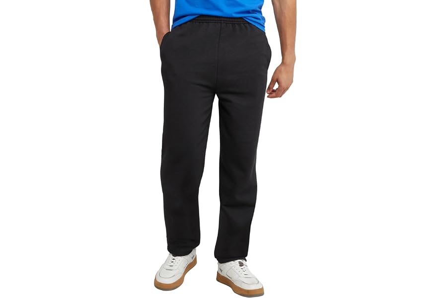 Hanes Men's EcoSmart Sweatpants, Athletic Lounge Pants with Pockets, Open Hem Bottom, Fleece Pants