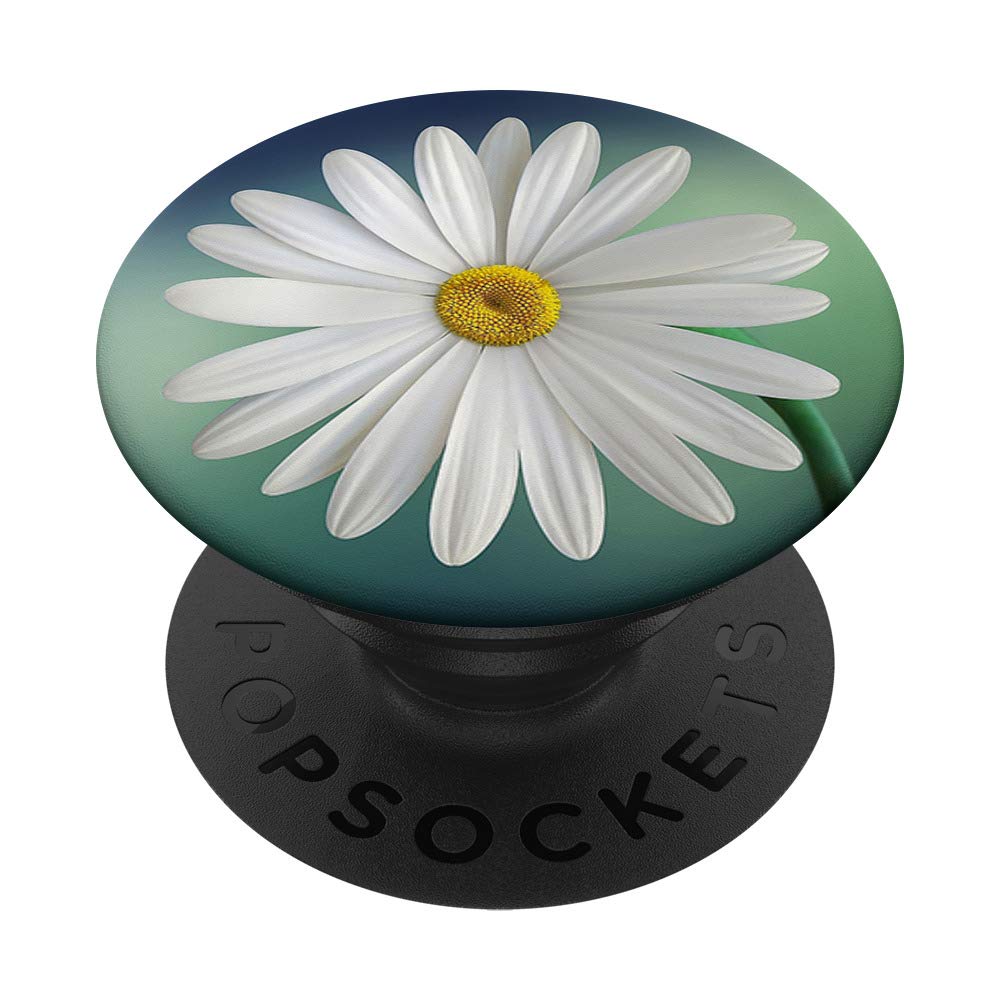 White Daisy Flower Floral Nature Petals Serene PopSockets PopGrip: Swappable Grip for Phones & Tablets