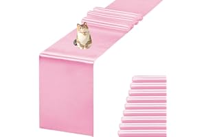 JEVIX 10 Pack Satin Table Runner 12 X 108 Inch Silk Table Runner for Party,Wedding, Birthday, Banquets,Decoration(Pink)