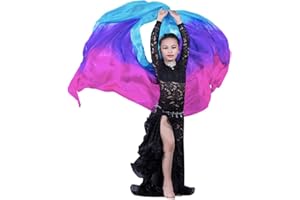 TMZAQH Girls Hand-Made Silk Belly Dance Veils Belly Dance Hand Scarves Gradual Colors 190 * 90cm.