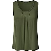 EIMIN Women's Pleated Scoop Neck Sleeveless Stretch Basic Soft Tank Top (S-3X)