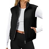 Tankaneo Womens Quilted Vest Sleeveless Zip Up Jackets Outerwear Fall Spring Trendy Lightweight Coat