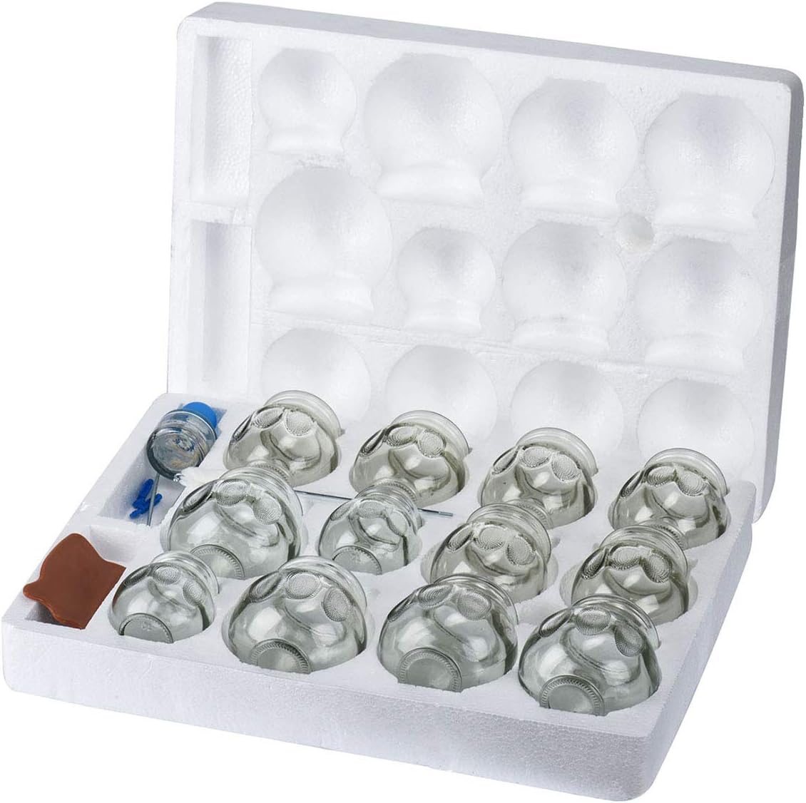Feibrand Professional Cupping Set 12 Glass Cups Physio Massage Therapy Vacuum Suction Dry