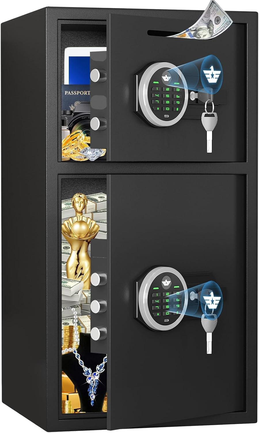 Photo 1 of 7.0 Cu ft Extra Large Home Safe Box Fireproof Waterproof, Digital Home Security Safe Box with Deposit Slot & Metal Storage Box, Soft Lining Money Safe with Backlit Keypad & Dual Alarm for Home Office