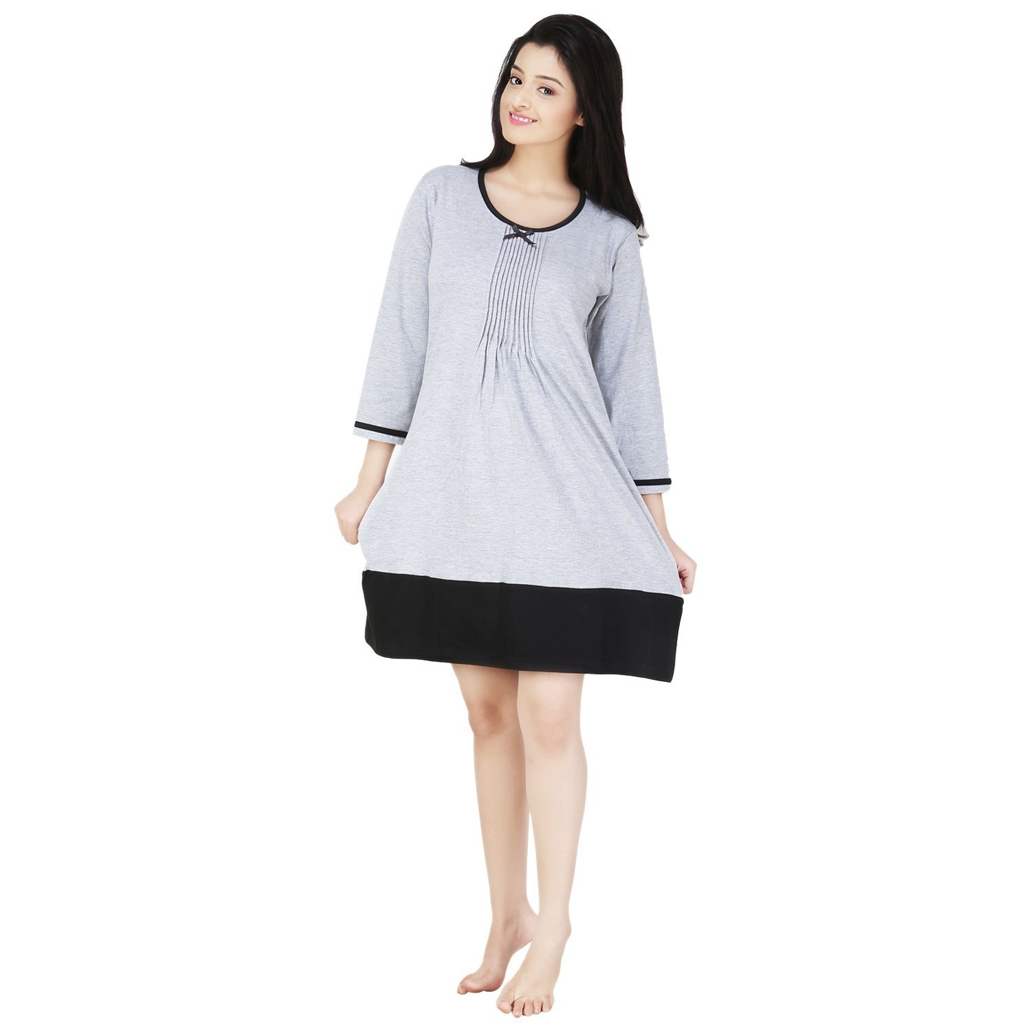 nite flite heather grey panel nightie for women