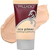 Palladio Rice Primer, Formulated with Natural Rice, Controls Oil on Your Skin and Locks in Makeup, Lightweight with a Smooth Matte Finish, Reduces Facial Shine, All Skin Types, Beige, 0.71 Fl Oz