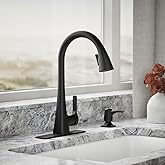 KOHLER R22867-SD-BL Maxton Pull-Down Kitchen Faucet with Soap Dispenser, Pull Down Sprayer, Matte Black
