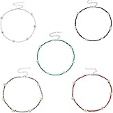 Colorful Sunflowers Beaded Choker Bohemian Daisy Flowers Necklace Handmade Summer Boho Resin Seeds Beads Collar Clavicle Choker Necklaces for Women Vacation Jewelry-A 5pcs