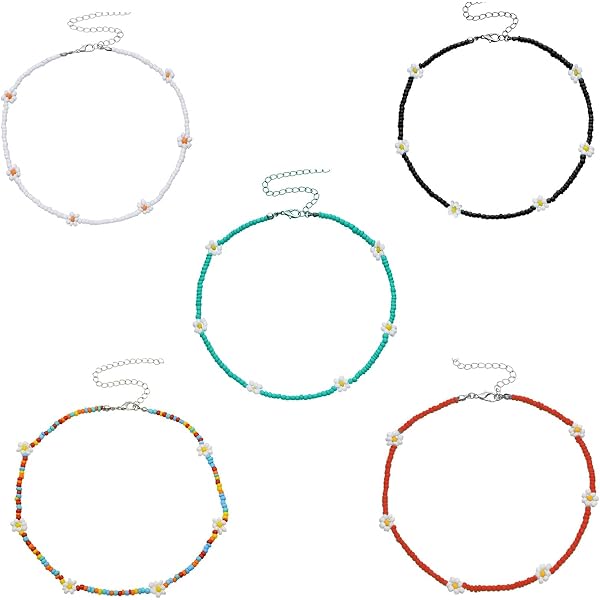 Collar Bohemio Para Mujer De Cuentas De Colores - Con Diseño De Flor De Ciruelo, 40 Cm, Ideal Para Verano