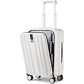 Hanke 20 Inch Carry On Luggage Hard Shell Suitcases with Wheels Luggage Suitcase Travel Luggage for Women Men Rolling Luggage Bags for Business Trip Weekender-Ivory white