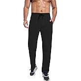 JUNMAO Men's Athletic Running Pants with Zipper Pockets, Suitable for Outdoor, Gym, Running and Training