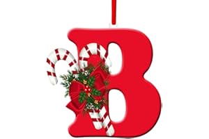 MUISED Red Christmas Ornments Small Candy Cane 26 Personalized Letter Tree Ornments Monogram Initial Letter B Tree Ornments Christmas Decorations Gifts Outdoor Couples First Christmas Ornament 2023 Faux Tree