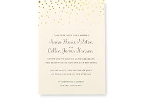 Gartner Studios Gold Foil Dots Print-at-Home Wedding Invitation Kit, Ivory, 5” x 7”, Set of 25