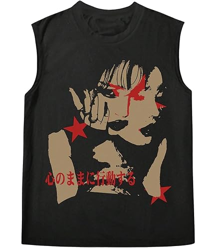 SOLY HUX Men's Summer Gothic Tank Top Graphic Print Distressed