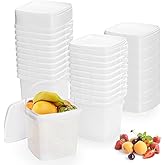 Yopay 20 Pack Plastic Bucket with Lid, 68 OZ Ice Cream Container with Handle, White Sealable Square Food Grade Deli Storage Pails for Pickles Paint Water, Art Crafts Projects