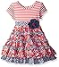 Rare Editions Girls' Coral/White/Chambray Print Mixing Dress