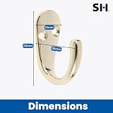 Select Hardware 2x Single Robe Coat Hooks Polished Brass Door Wall Mountable view 3