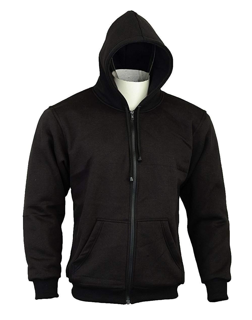 Bikers Gear Australië Nieuwe volledig Kevlar gevoerd zwarte Crossfire beschermende motorfiets Fleece Hoodie met verwisselbare CE1621-1 Armor 2XL = 122 - 127 cm