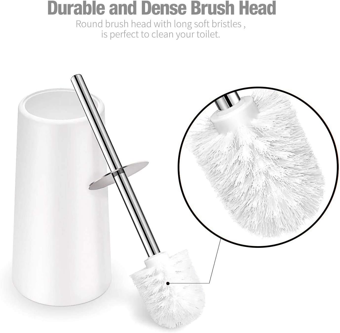 IXO Toilet Brush and Holder, 2 Pack Toilet Brush with 304 Stainless Steel Long Handle, Toilet Bowl Brush for Bathroom Toilet-Ergonomic, Elegant,Durable: Kitchen & Dining