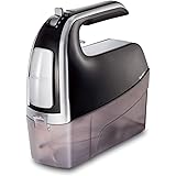 Hamilton Beach 6-Speed Electric Hand Mixer with Snap-On Case, Twisted Wire Beaters, Milkshake Rod, Dough Hooks, Whisk, Black 