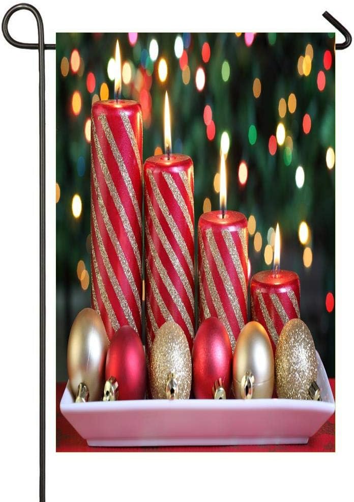 Amazon Com Red Christmas Candles And Balls Christmas Garden Flag Double Sided Yard Decor Outdoor Indoor Decorative 12 X 18 Inch Personalized Garden Flag Garden Outdoor