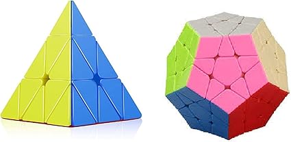 learn with fun- Set of 2 Cube Combo Megaminx and Pyramid (Stickerless Speed Smooth Cube Set)