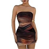 Floerns Women's Tie Dye Strapless Tube Dress Sleeveless Club Date Night Bodycon Mini Dresses